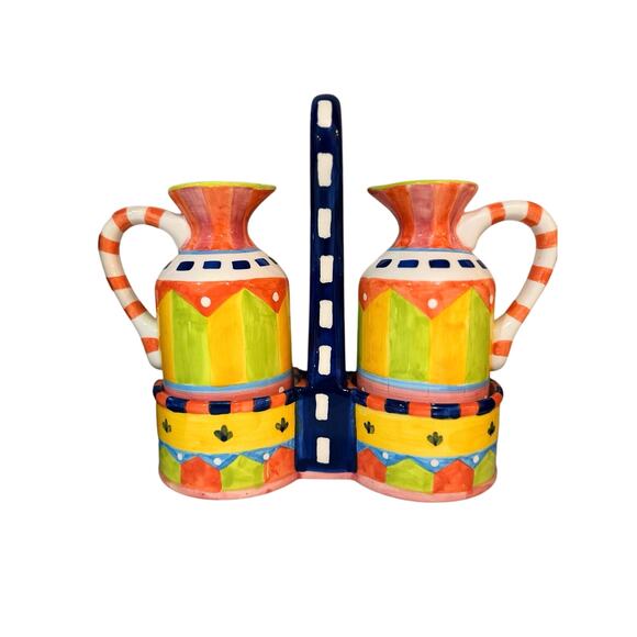 Ganz BELLA CASA Oil Vinegar Cruet with Holder Kitchen Accessories - Picture 1 of 4